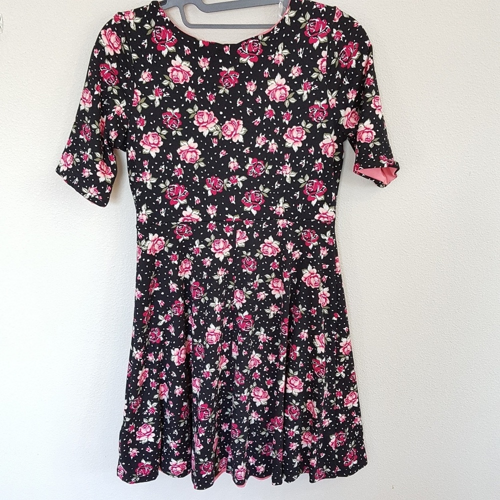 Girls Reversible Dress Size XL Flowers Pink